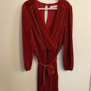 ANTHROPOLOGIE ALI & JAY  orange velvet pantsuit